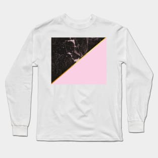 Pink and gold abstract, marble Long Sleeve T-Shirt